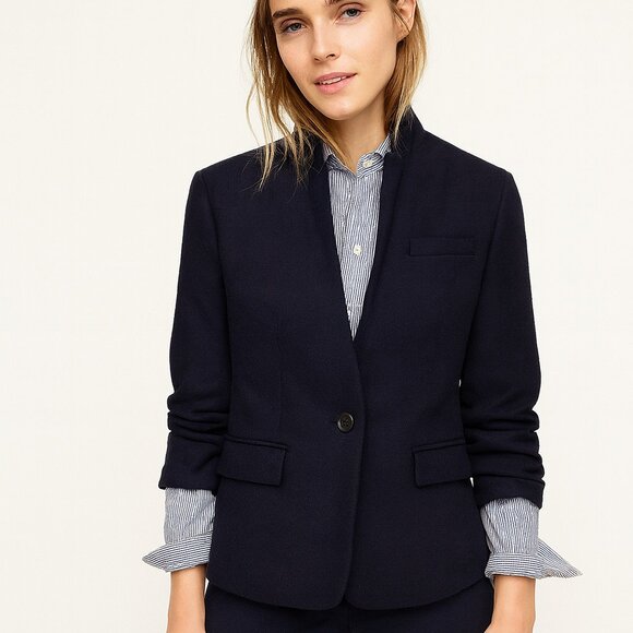 J. Crew Jackets & Blazers - J. CREW Navy 100% Linen Regent Blazer SZ 0